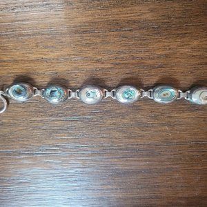 Sterling silver bracelet abalone shell 7in
